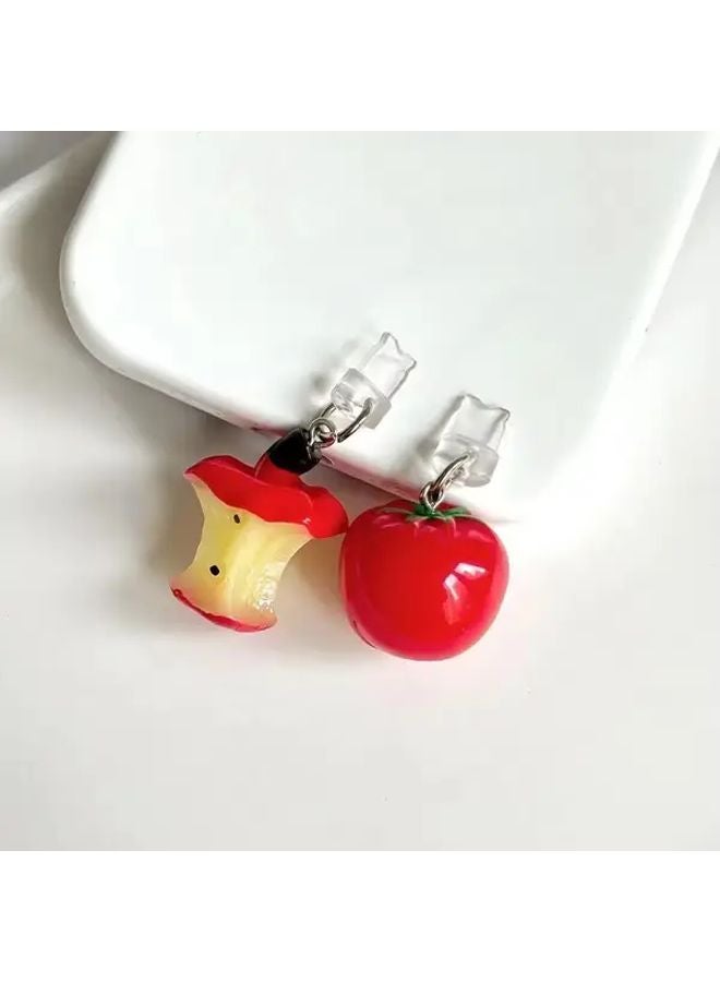 2pcs 3D Tomato Fruit Phone Dust Plug For Type C Charging Port Accessory - Image 4